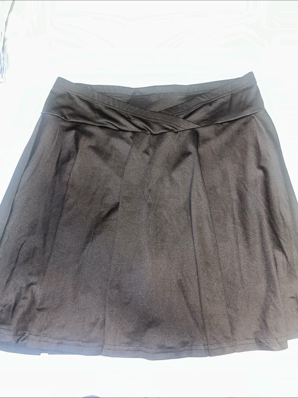 Classic Black Skater Skirt with Cross Waistband